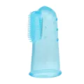 Brosse à dents de doigt pour animal de compagnie en silicone poils souples chien chat - Bleu clair