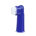 Brosse à dents de doigt pour animaux de compagnie bleue avec poils blancs pour chiens. - Bleu