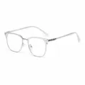 Transparente quadratische Blaulicht-Brille mit Metall-Halbgestell und stilvollen Bügeln. - Transparent Weiß Silber Rahmen Blaulichtfilter