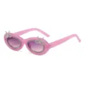 Rosa ovale Sonnenbrille mit Strassrand und süßen Schleifen, stilvolle Damensonnenbrille. - Lila Rosa Rahmen Verlauf Lila C8