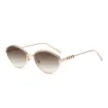 Elegantes gafas de sol cat eye de metal dorado con lentes degradadas marrones mujer. - Montura Dorada Té Degradado C5
