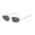 Gafas de sol ovaladas y estrechas clasicas con montura de metal vintage retro de tendencia. - Marco Dorado Lente Gris Negro (C1)