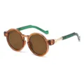 Retro Runde Sonnenbrille Mode Einzigartiges Design Kunststoff Buegel Sonnenbrillen Damen Herren - Transparenter Teerahmen Grünes Bein Teelinse C6