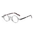 Transparente runde Brille mit stilvollen Schildpatt-Bügeln, Anti-Blaulicht Optik-Brille. - Transparenter Grauer Rahmen Weißer Leopard Anti-Blaulicht C6
