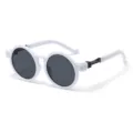 Retro weiße runde Kunststoff Sonnenbrille für Damen und Herren, modische Sonnenbrille. - Porzellanweißer Rahmen Schwarz Graue Gläser C2