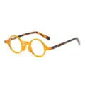Runde Blaulichtfilter Brille, modischer gelber transparenter Rahmen mit Schildpattbügeln. - Oranger Rahmen Leoparden-Bügel Anti-Blaulicht C4