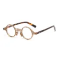 Modische runde Blaulichtfilter Brille mit klarem Frontrahmen und schicken Schildpatt-Bügeln. - Transparenter Brauner Rahmen Leoparden-Bügel Anti-Blaulicht C5