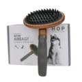 Peine de aseo profesional para mascotas con airbag de silicona y borde de madera para perros. - Peine de masaje ovalado vintage