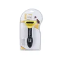 Pet shedding tool for dogs and cats, yellow and black grooming comb for undercoat removal. - 65mm Blades in Double Blister Pack