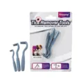 Pet tick remover tool set, grey plastic tick hook for dogs and cats, safe parasite extractor. - Haze Blue 3-Piece Set