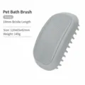 Graue Silikon Haustier Bad Bürste 18mm Zähne Hund Katze Pflege Werkzeug 120x65mm - Badebürste / Grauweiß
