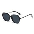 Lunettes de soleil carrées noires classiques pour femmes, protection UV élégante. - Monture Noir Argent Verres Noir Gris (9457)