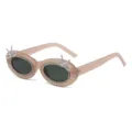 Rosa ovale Strass-Sonnenbrille mit niedlichen Schleifendetails, stylische Streetwear. - Milchkaffee Rahmen G15 C2