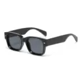 Schicke schwarze quadratische Sonnenbrille mit dickem Acetatrahmen und dunklen Gläsern. - Schwarz (Schwarzer Rahmen Schwarzgraues Glas C1)