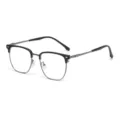 Quadratische Blaulichtfilter Brille Metall Halbgestell Vintage Business Brillenmodell - Schwarz Gunmetal Anti-Blaulicht