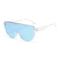 Occhiali da sole oversize con lenti azzurre e montatura trasparente per lo streetwear. - Trasparente Lente Blu