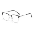 Modische Halbgestell-Blaulicht-Schutzbrille mit Metallbügeln für den Alltag und Büro. - Schwarz Silber Anti-Blaulicht