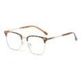 Retro Halbrahmen Blaulichtfilter Brille mit Schildpatt und goldenem Metallgestell Design - Leoparden Gold Rahmen Blaulichtschutz