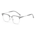 Modische Halbrand Blaulichtfilter Brille mit Retro Bügeldesign für den täglichen Weg. - Transparent gray silver frame anti-blue light