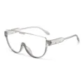 Occhiali da sole oversize mascherina montatura trasparente stile streetwear trendy - Grigio Trasparente Anti-Luce Blu
