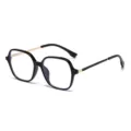 Lunettes anti-lumiere bleue carrees noires et dores elegantes au design polygonale unique. - Monture Noir Brillant Or Anti-Lumière Bleue (9457)