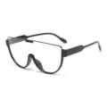Occhiali da sole alla moda neri oversize con design piatto, ideali per lo stile di strada. - Nero Grigio Anti-Luce Blu