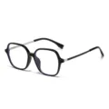 Lunettes anti-lumière bleue carrées élégantes avec branches en métal pour quotidien. - Monture Noir Brillant Argent Anti-Lumière Bleue (9457)