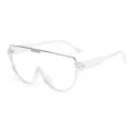 Occhiali da sole alla moda trasparenti oversize con barra metallica superiore chic. - Bianco Trasparente Anti-Luce Blu