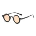 Retrovibe kleine runde Sonnenbrille mit getönten Gläsern für stilvolle Streetwear Looks - Retro Runder Stil (C3) / Schwarzer Rahmen Helltee Linsen