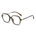 Lunettes de vue élégantes à grande monture carrée, bord translucide vert olive et branches. - Monture Vert Olive Anti-Lumière Bleue (9457)