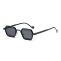 Black polygonal small frame sunglasses for men and women, stylish street snap sun eyewear. - Black Frame Black Grey Lens
