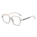 Monture de lunettes carrée tendance avec branches contrastées pour un usage quotidien. - Monture Blanc Cassé Anti-Lumière Bleue (9457)