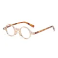 Klassische runde klare Brille mit Schildpatt-Bügeln, stilvolle Blaulichtfilter Brille. - Transparenter Champagner-Rahmen Schildpatt-Bügel Anti-Blaulicht C7