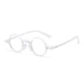 Weiße runde Blaulichtfilter Brille mit Gestell, stilvolle Kunststoff Brille Alltag. - Porzellanweißer Rahmen Anti-Blaulicht C8