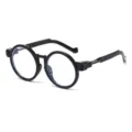 Schwarze runde Vintage-Brille aus Kunststoff, modische personalisierte Brillen für den Alltag - Schwarzer Rahmen Anti-Blaulicht C8