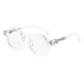 Transparente runde Brille aus Kunststoff mit Metallscharnier Bügel Retro Mode Variante - Transparent Weiß Anti-Blaulicht C9