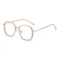 Stilvolles polygonales optisches Brillengestell mit schicken rosa Gold Metall Bügeln - Geleepink Anti-Blaulicht C10