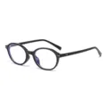 Retro round blue light blocking glasses for men and women, stylish nerd optical frame. - Anti blue light / Bright Black (C1)