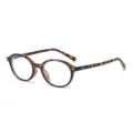 Retro round blue light blocking glasses with stylish tortoise shell frame for daily office wear. - Anti blue light / Tea Leopard Print (C2)