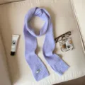 Korean style solid color wool blend knitted long scarf, elegant light purple autumn winter accessory. - Purple