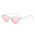 Stylish cat-eye sunglasses with clear frames and pink gradient lenses for women outdoor - Sun Protection Sunglasses (C7) / Clear White Silver Frame Gradient Pink Lens