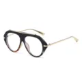 Γυαλιά ηλίου oversize aviator με χοντρό ταρταρούγα σκελετό και χρυσούς βραχίονες. - Μαύρο Λεοπάρ Προστασία UV (C18)