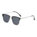 Klassische Halbrand-Sonnenbrille mit schwarzem Brauenrand und grau getönten Gläsern. - Sonnenbrille / Silberner Rahmen Schwarz-graue Gläser C2