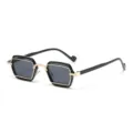 Trendy black and gold small frame sunglasses for men and women fashion street style uv protection - Black Gold Frame Black Grey Lens