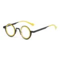 Schwarze gelbe runde Brille Vintage Stil Retro Brille fuer taegliche Mode Accessoires - Retro Blaulichtschutz Rund (C8) / Blaulichtschutz / Schwarz Gelb