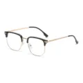 Klassische Halbgestell Brille in Schwarz Gold, stilvoller Vintage Metallrahmen fuer den Alltag. - Schwarz Gold Blaulichtschutz C6