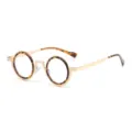 Retro kleine runde Brille mit schickem Schildpatt-Rand und goldenem Metallgestell chic. - Retro Blaulichtschutz Rund (C9) / Blaulichtschutz / Gold-Leopard Rahmen