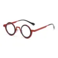 Rote und schwarze kleine runde Brille, Vintage stilvolle Sonnenbrille fuer Streetwear. - Retro Blaulichtschutz Rund (C10) / Blaulichtschutz / Rot-schwarzer Rahmen