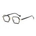 Modische kleine geometrische Brille mit schwarzem und goldenem Design für den Alltag. - Schwarz Goldener Rahmen Anti-Blaulicht-Gläser