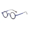 Kleine runde Retro Brille in Blau mit Schildpatt Muster für den modischen Alltag. - Retro Blaulichtschutz Rund (C12) / Blaulichtschutz / Blauer Leopardenrahmen